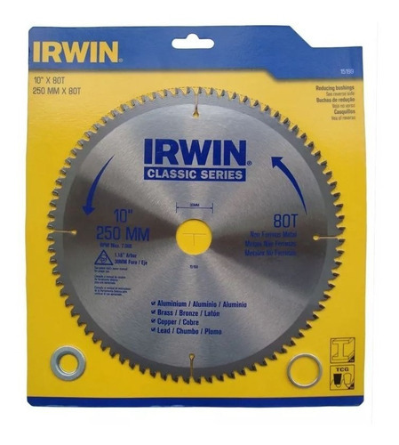 Disco De Corte 10'' 80 Dientes Irwin 15199 Multicorte aluminio madera