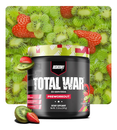 Suplemento en polvo Redcon1  Total War pre entreno sabor strawberry kiwi en bote de 441g