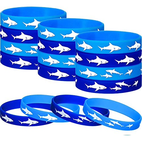 24 Piezas Shark Party Favors Pulseras De Goma Pulsera U...