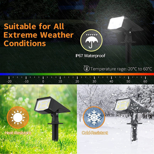 Mini Estaca Reflector 50 Led Luz Solar Exterior Blanco Frio