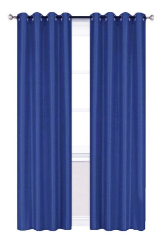 Cortinas Blackout 188anchox213largo En 2 Paneles Ahuladas K Color Azul rey