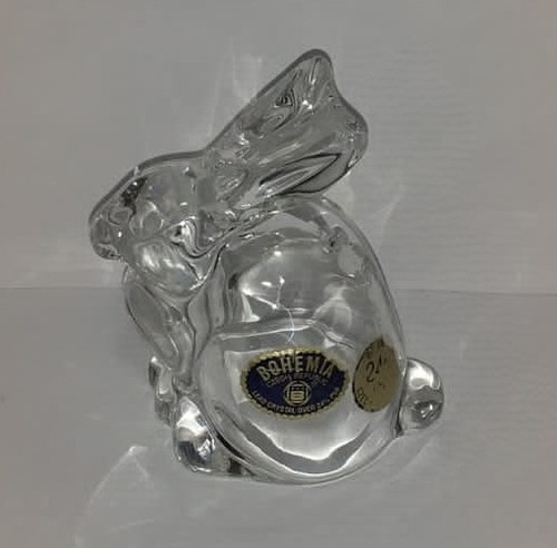 Figura Decorativa De Conejo En Cristal De Bohemia
