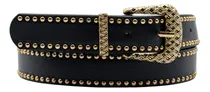 Comprar Cinto Feminino Tachinhas Laterais Fivela Dourado Envelhecido