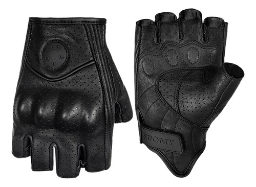 Guantes De Ciclismo De Piel Para Moto Con Medio Dedo, Para H