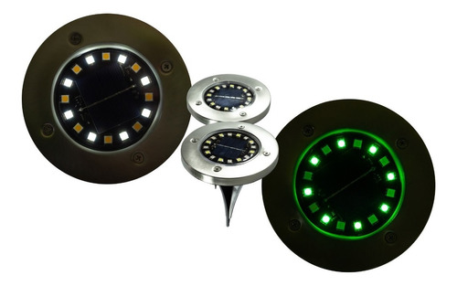 2 Estacas Solar Jardin 16 Led Verde Blanco P/ Patio Exterior