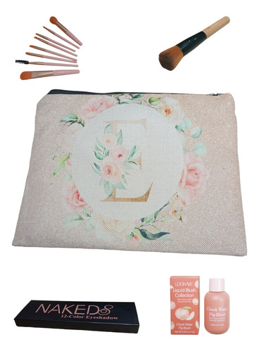 Pack De Maquillaje, Bolsa De Lino, Sombras, Brochas Y Blush.