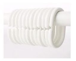 Imagen 2 de 2 de Ganchos Cortina De Baño Plastico Reforzado 12 Unidades