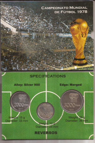 3 Monedas Del Mundial De Plata Año 1977 Mundial 1978 (Usado)