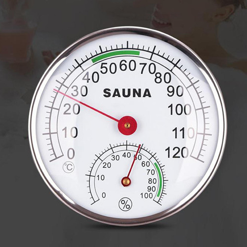 A Termômetro De Sauna Com Caixa De Metal E Higrômetro