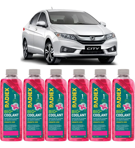 6 Litros Aditivo Radiador Bio Coolant Radiex Honda City