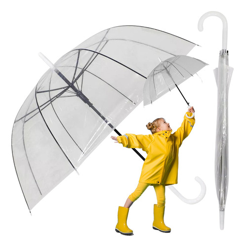 Guarda Chuva Transparente Automático Bengala Unisex