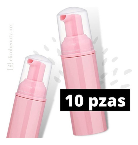 10 Pzas Botella Envase Espumero 60ml Rosa Vacio Lash Shampoo