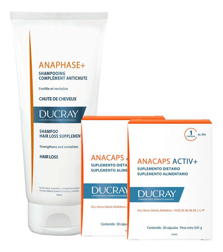 Combo Ducray Anacaps 60 + Anaphase Shampoo 200ml Anticaída
