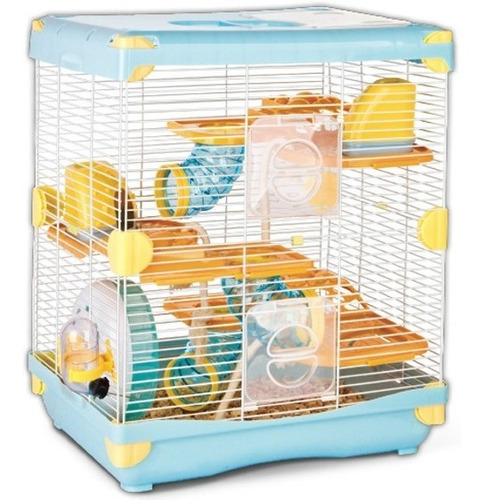 Jaula Plastica Hamster Land Azul 3 Pisos Anti-mordidas Sunny