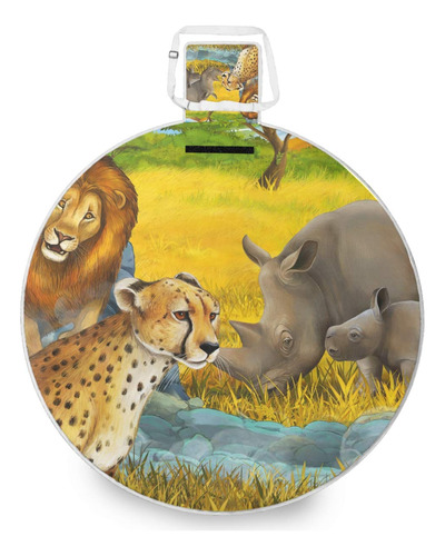 Cheetah Lion Rhinocero 3 Capa Colchoneta Camping Manta Para