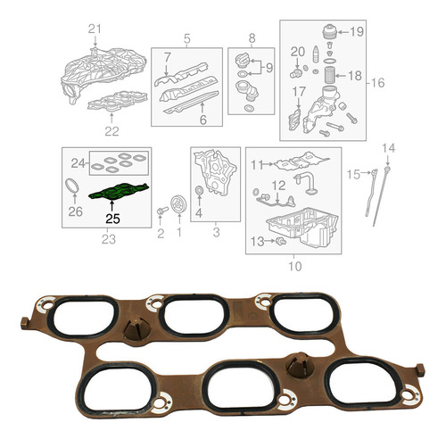 Junta Inferior Del Colector De Admisión Del Motor 12673301 1