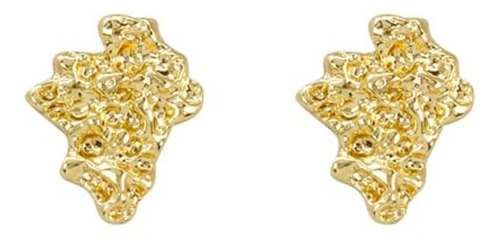 Pendientes De Estilo Golden Nugget, Bañados En Oro De 14k