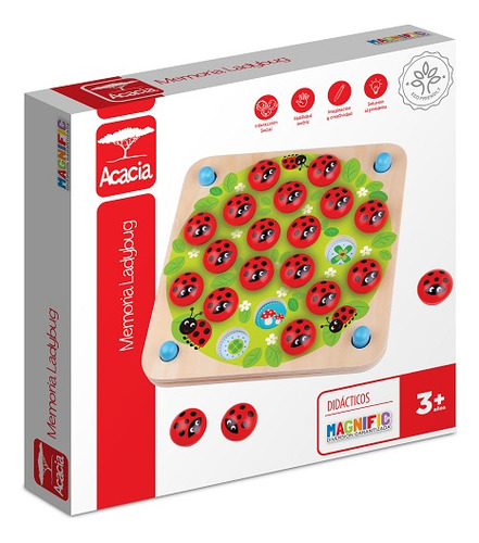 Juego De Memoria Ladybug Juguete Didactico Madera Magnific