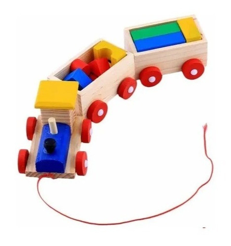 Tren Didáctico De Madera Carga Legos Madera, Montessori