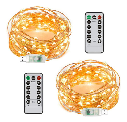 Cadena De Luces Estrelladas, 33 Pies, 100 Led, Con Control R