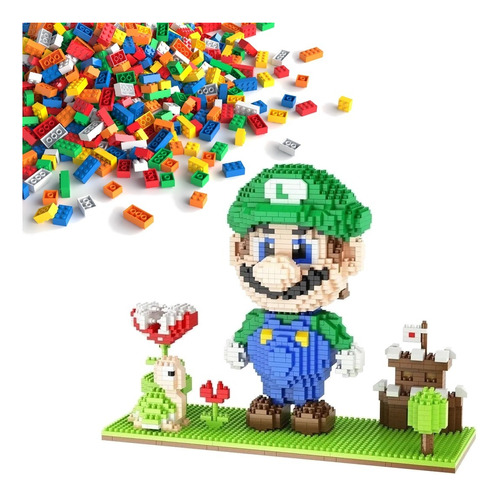 Figura Para Armar Luigi Fichas Mini Blocks Serie Mario Bros