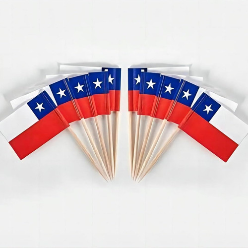 Set 50 Unidades Mondadientes Bandera De Chile Fechas Patrias