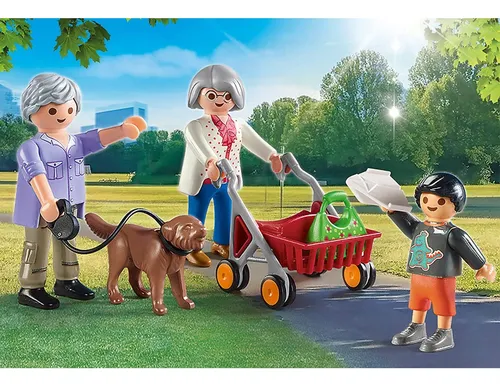 Set Abuelos Con Niño Playmobil 70990 Y Accesorios