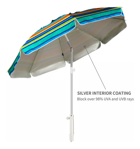 Sombrilla De Playa Para Arena, Resistente Al Viento, 6.5ft. Color Nombre Del Diseño