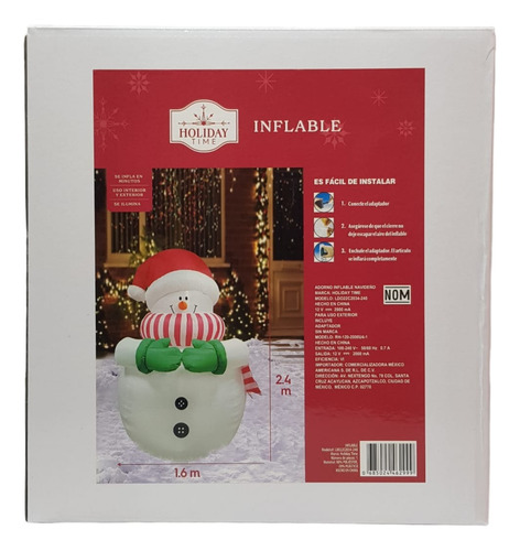 Inflable Holiday Time Muñeco De Nieve 2.4 De Altura
