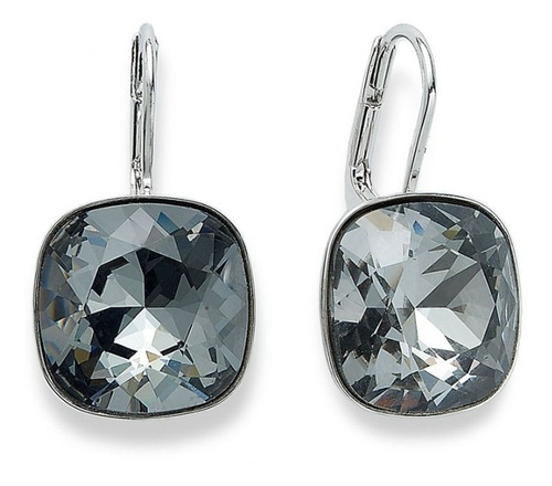 Aros Pendientes Swarovski Bellisima Silver Humo Cristal Cuad