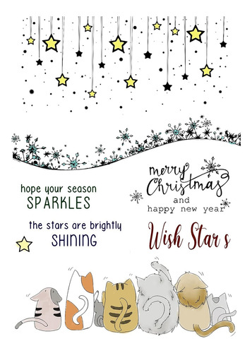 Merry Christmas Sellos Y Dies Set, Cat Words Snowflake Clear