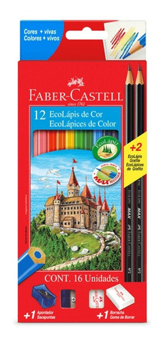 Kit 12 Ecolápices Faber Castell De Colores 2 Grafitos + Accs