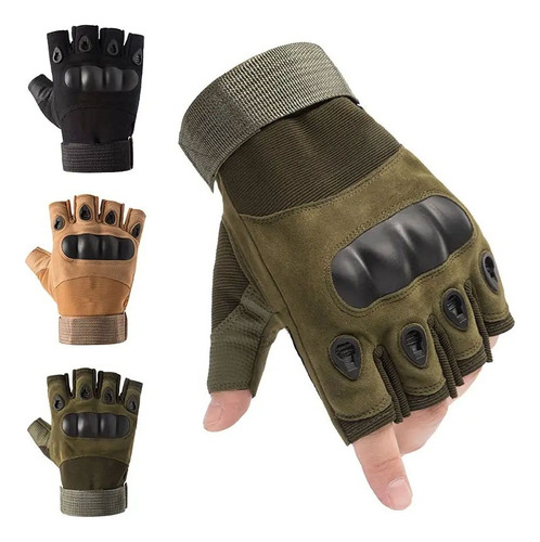 Guantes Tacticos Moto Militares Sin Dedos Con Goma Reforzado