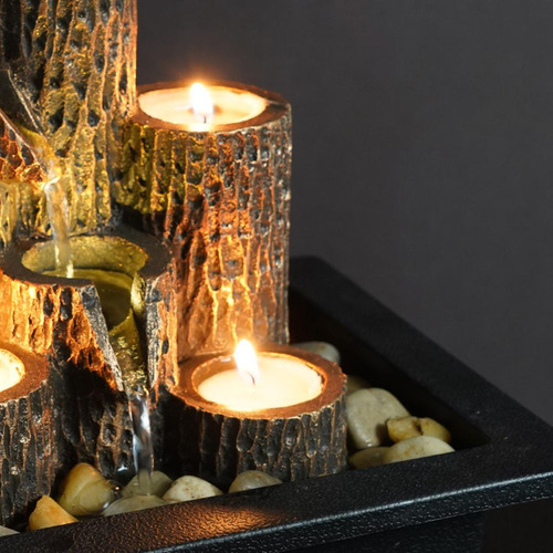 Escritorio Mesa Fuente Escalonada Velas Decoración Para El