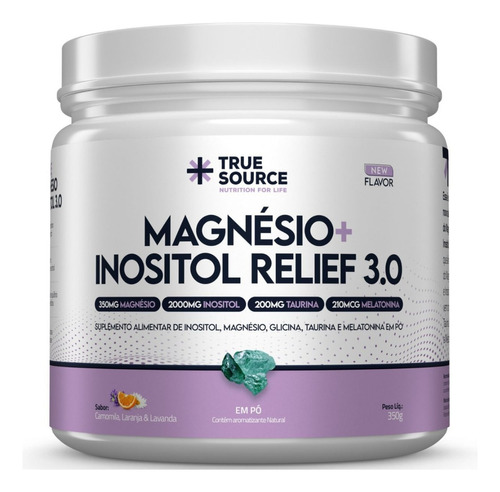 True Magnesio + Inositol + Melatonina 3.0 350g - True Source Sabor Camomila Laranja E Lavanda