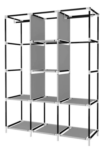 Closet Ropero Armable Practiksa Rack Guardaropa Color Gris Gris