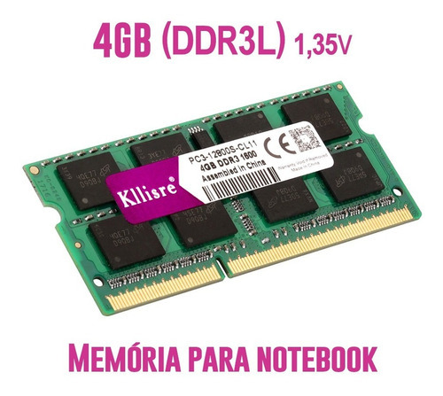 Memória Ram Notebook Ddr3l 4gb 1600mhz (lowvoltage) 1.35v