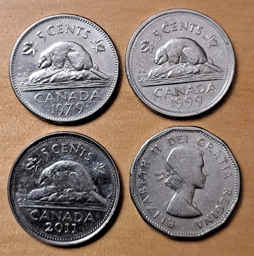Canadá X 4 Monedas 5 Centavos Incluye 5 Centavos 1962.