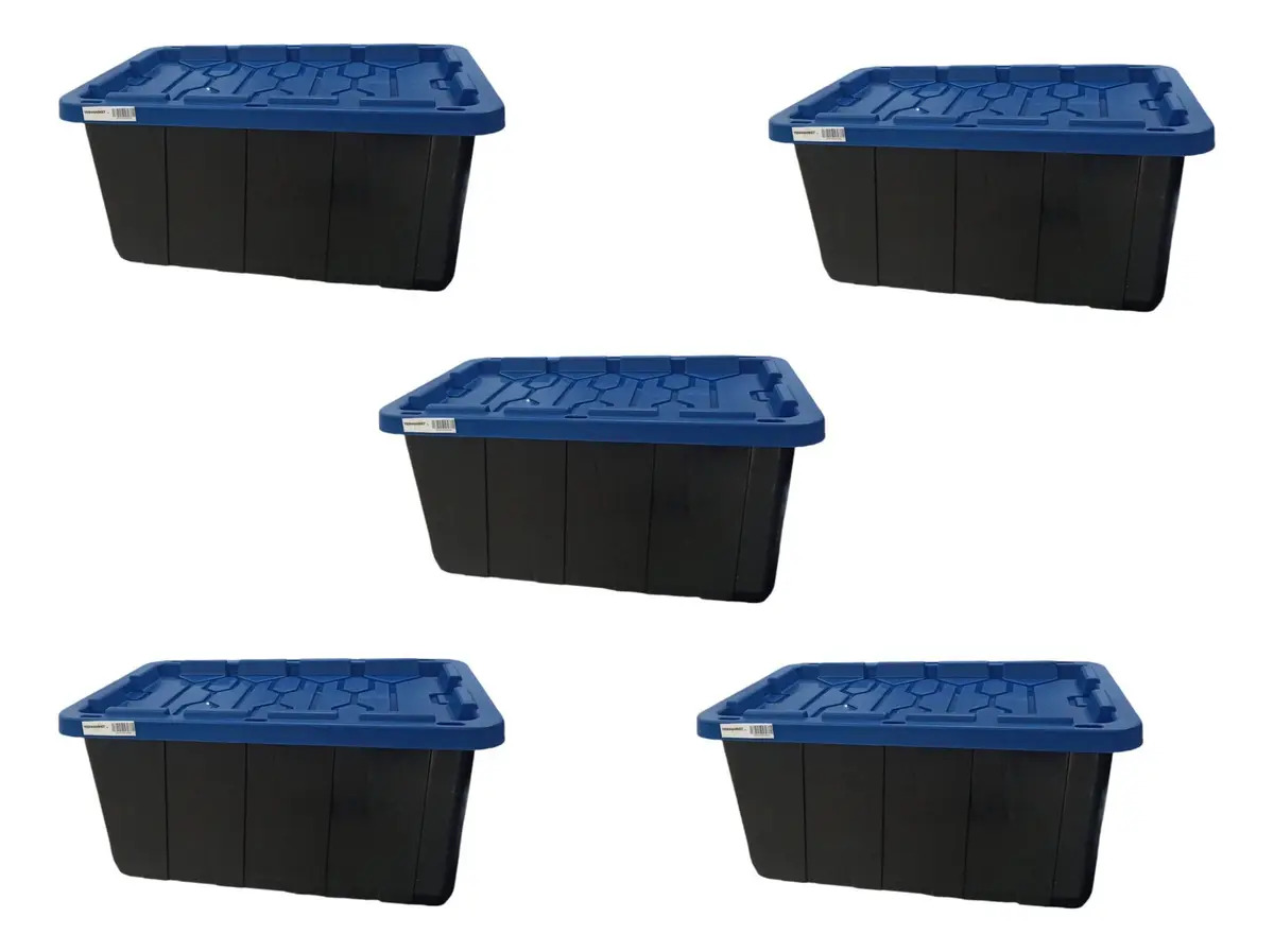 Caja Plástica Uso Rudo 78x52x37 Profesional 102 L Paq 5 U Ym Color Azul