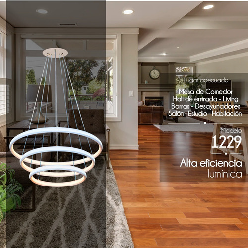 Imagen 7 de 10 de Lampara Led Diseño Elegante Colgante 150w Luz Mixta