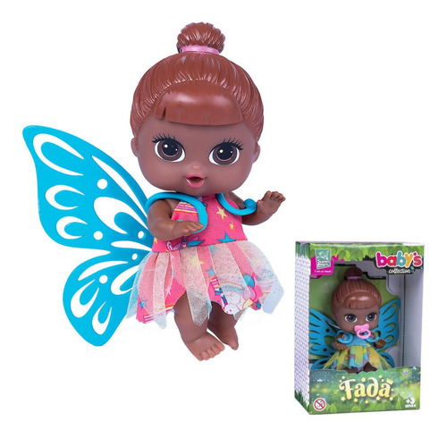 Fadinha Negra Com Asas Menina Coleção Boneca Baby Brinquedos