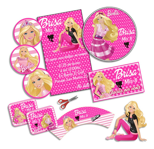 Kit Imprimible Barbie Personalizado Cumpleaños Candybar