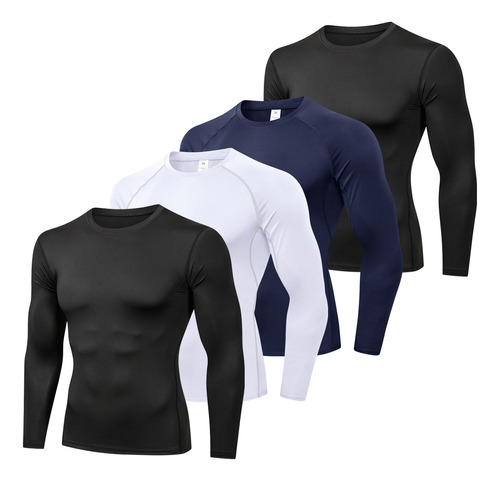 Set X4 Remera Térmica Deportiva Manga Larga Hombre - El Rey