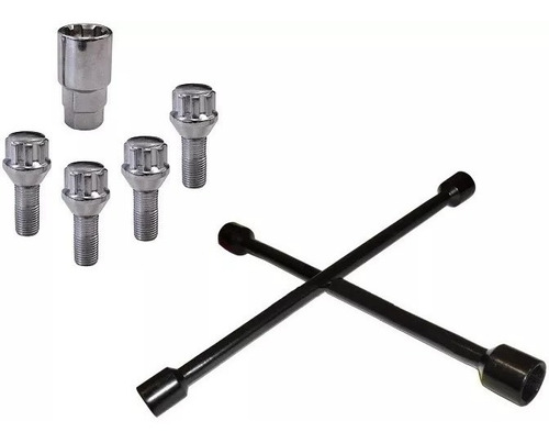 Combo Llave Cruz Universal + Bulones De Seguridad Antirrobo