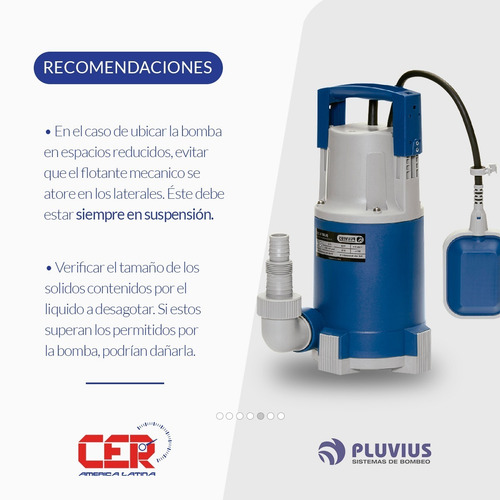 Bomba Desagote Sumergible Pluvius Sum L400 400w Agua Limpia