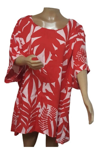 Blusa-poncho De Lino Estampada, Mangas Caidas T 6 A 8