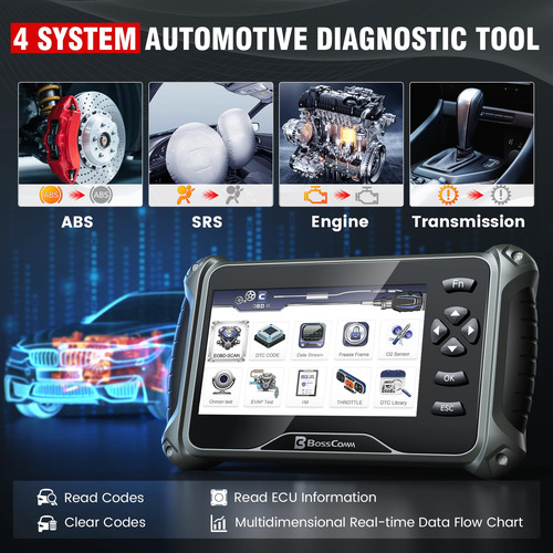 Escáner Obd2 4 Sistemas Abs Srs Transmisión Lector De Código