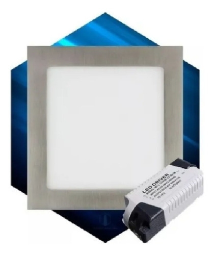 Panel Led 6w Plateado Embutir Cuadrado Luz Fria 