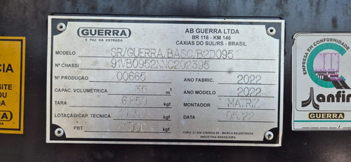Rodocaçamba Guerra 2022/22 35m3 Cada Parte C/ Pneus 8e61