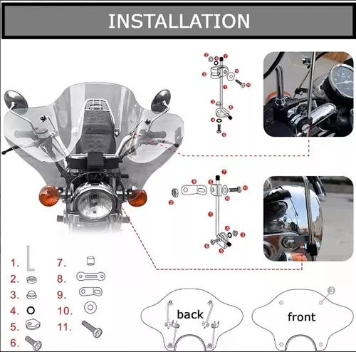 Parabrisas Moto Universal Om-wnsld703 Honda Suzuki Ktm Bajaj